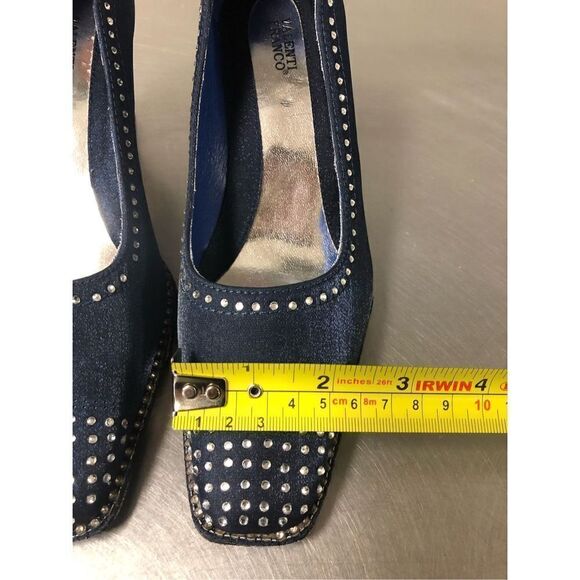 Valenti Franco Womens Blue Nylon Heels with Rhinestones Size 6M - Picture 9 of 15